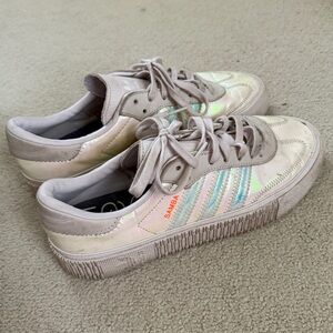 adidas Samba Sneakers in Cream and Iridescent purple